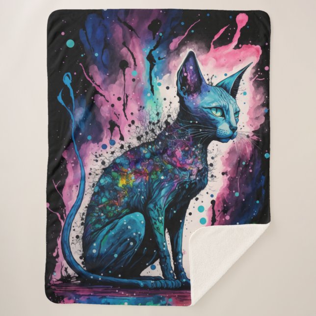Manta Sherpa Arte original de Sphynx Cat I (Anverso)