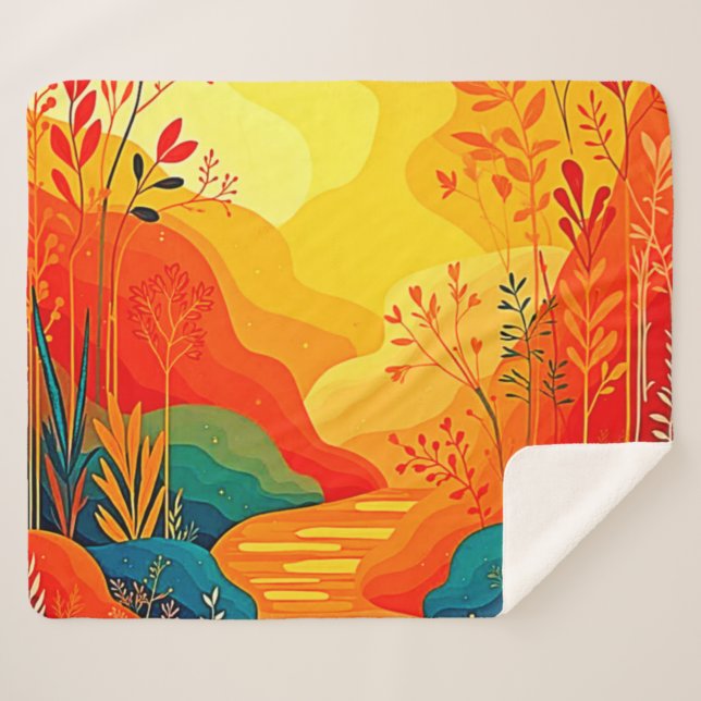 Manta Sherpa Arte paisajístico otoñal (Anverso (horizontal))