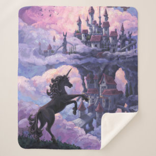 Manta Sherpa Arte pintado del Castillo Unicornio