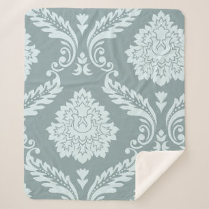 Manta Sherpa Arte Rococó Damask I Azul Huevo de Pato+Verde Teal