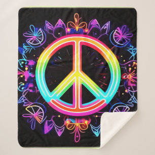 Manta Sherpa Arte símbolo de la paz del arcoiris