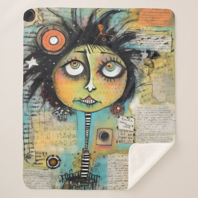 Manta Sherpa ArtLady 19 Encantadora y angustiada (Anverso)