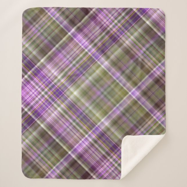 Manta Sherpa Astratos morados silvestres morados y verdes (Anverso)