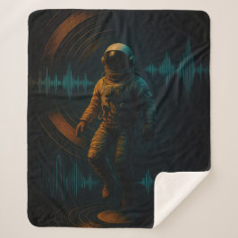 Manta Sherpa Astronauta flotando en arte de sonido Glitchwave
