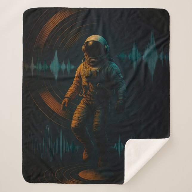 Manta Sherpa Astronauta flotando en arte de sonido Glitchwave (Anverso)