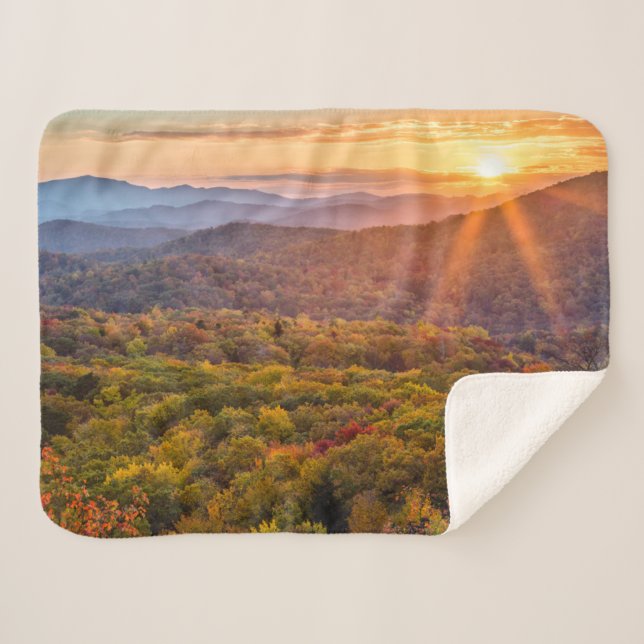 Manta Sherpa Atardecer de otoño desde Beacon Heights (Anverso (horizontal))