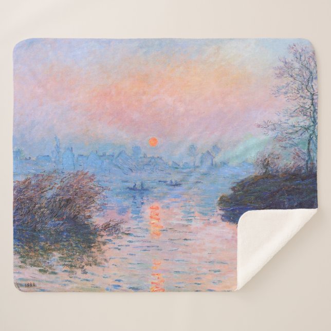 Manta Sherpa Atardecer en el Sena Claude Monet (Anverso (horizontal))