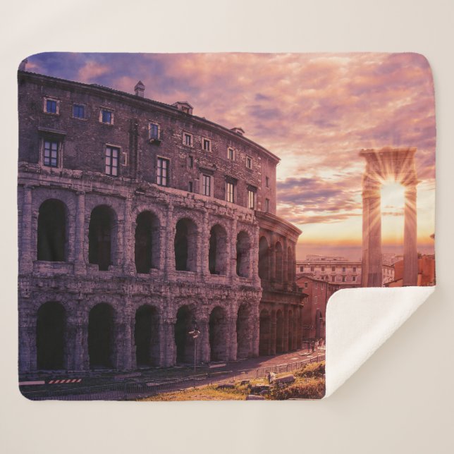 Manta Sherpa Atardecer sobre el Coliseo de Roma (Anverso (horizontal))