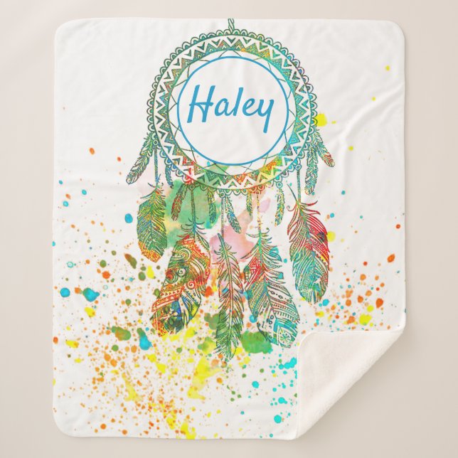 Manta Sherpa Atrapasueños salpicado personalizado (Anverso)