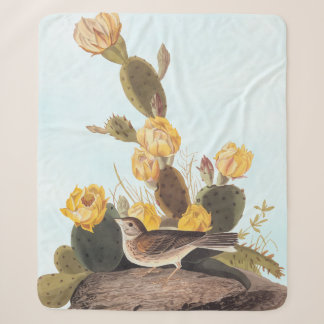 Manta Sherpa Audubon Vesper Sparrow y Pricky Pear Cactus