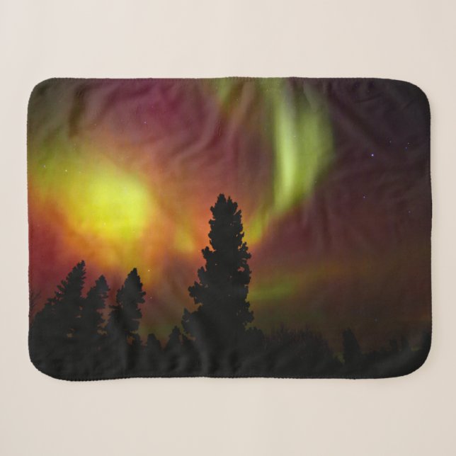 Manta Sherpa Aurora boreal y árboles (Anverso (horizontal))