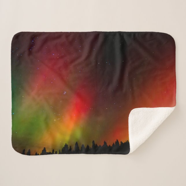 Manta Sherpa Aurora boreal y árboles (Anverso (horizontal))