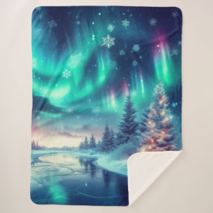 Manta Sherpa aurora borealis/Navidades/invierno