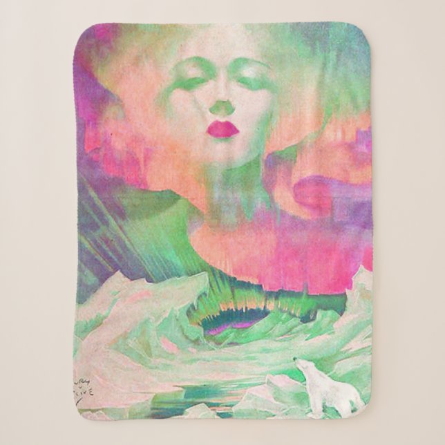 Manta Sherpa Aurora de Clive Henry color rosa (Anverso)