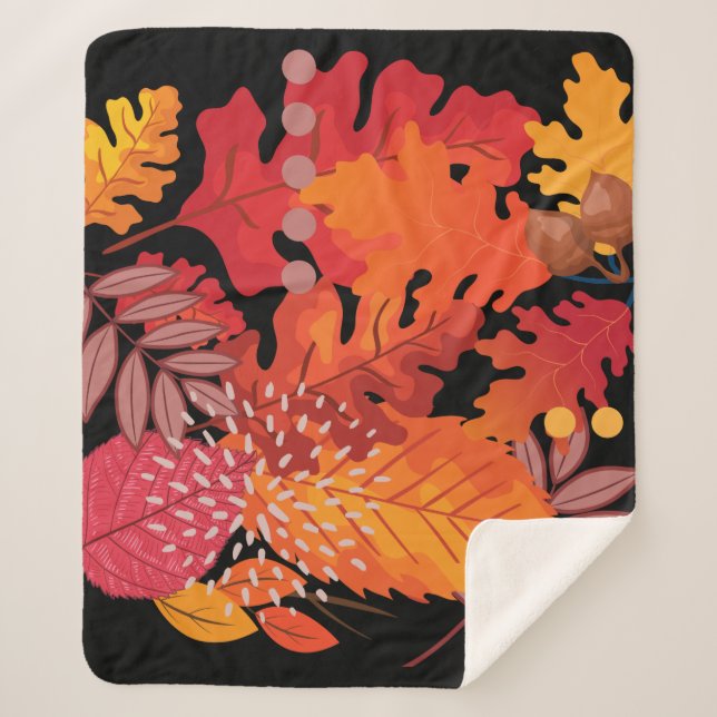 Manta Sherpa Auténtico otoño deja a Medley Sherpa Blanket (Anverso)
