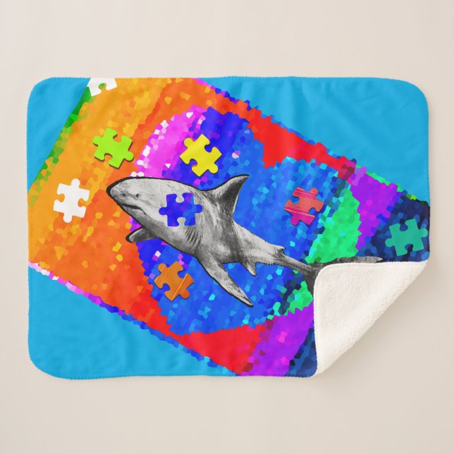 Manta Sherpa Autism Shark 3 sizes (Anverso (horizontal))