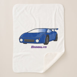 Manta Sherpa Autobús deportivo azul con ilustracion aéreo