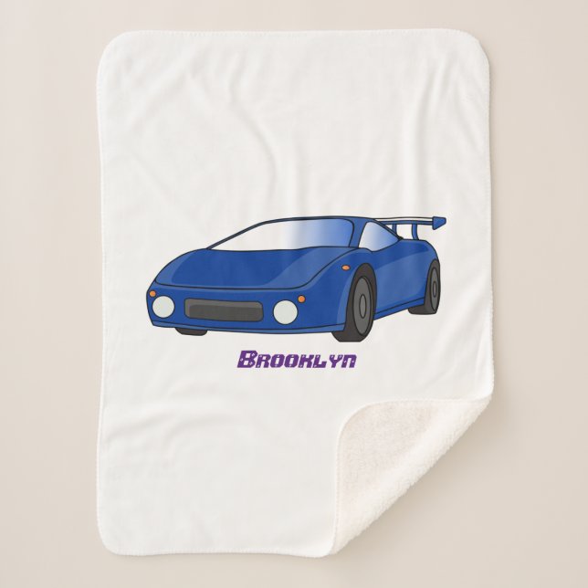 Manta Sherpa Autobús deportivo azul con ilustracion aéreo (Anverso)