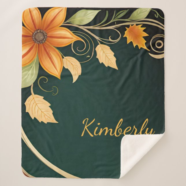 Manta Sherpa Autumn Blossom Elegance (Anverso)