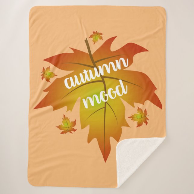 Manta Sherpa Autumn mood typography maple leaves   (Anverso)