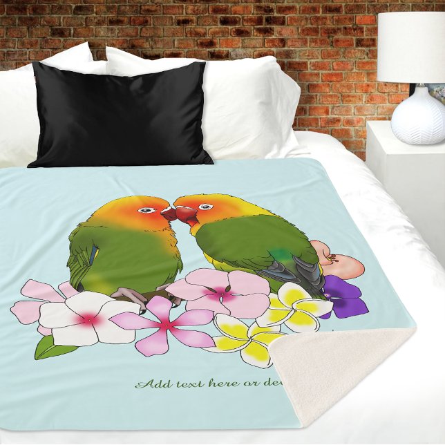 Manta Sherpa Aves de amor Flores tropicales (Subido por el creador)