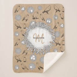 Manta Sherpa Aves de época y Nest Rustic Kraft Brown