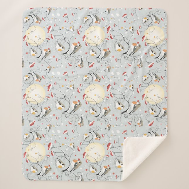 Manta Sherpa Aves de Invierno Cuestas (Anverso)