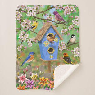 Manta Sherpa Aves del Songbirds Lily Garden
