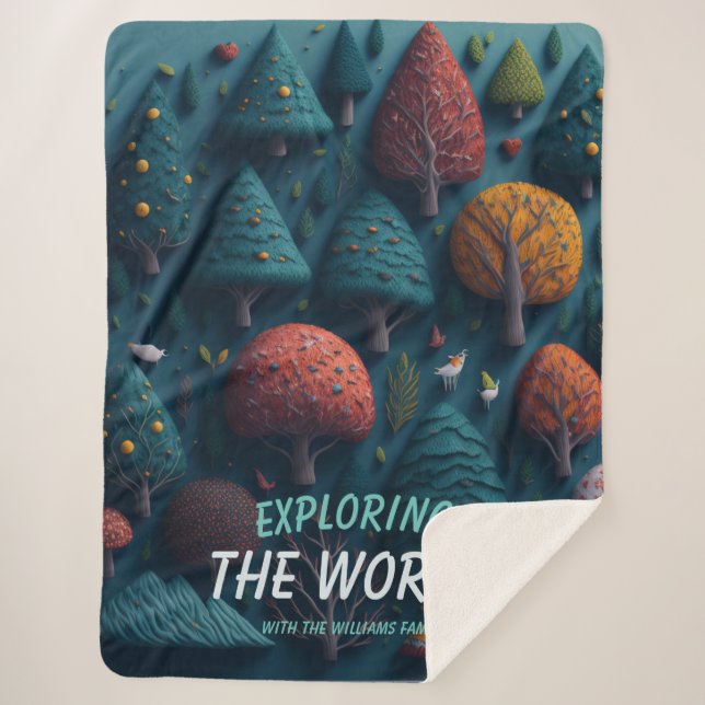 Manta Sherpa Aves forestales de hilados de fantasía y árboles e (Anverso)