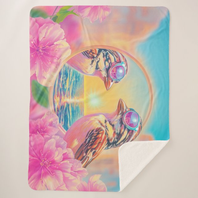 Manta Sherpa Aves Guay con gafas de sol al atardecer (Anverso)