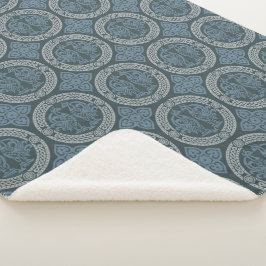 Manta Sherpa Aves medievales - Blue Sherpa Blanket