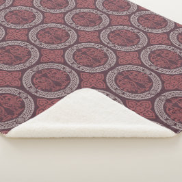 Manta Sherpa Aves medievales - Funda del Sherpa rojo oscuro