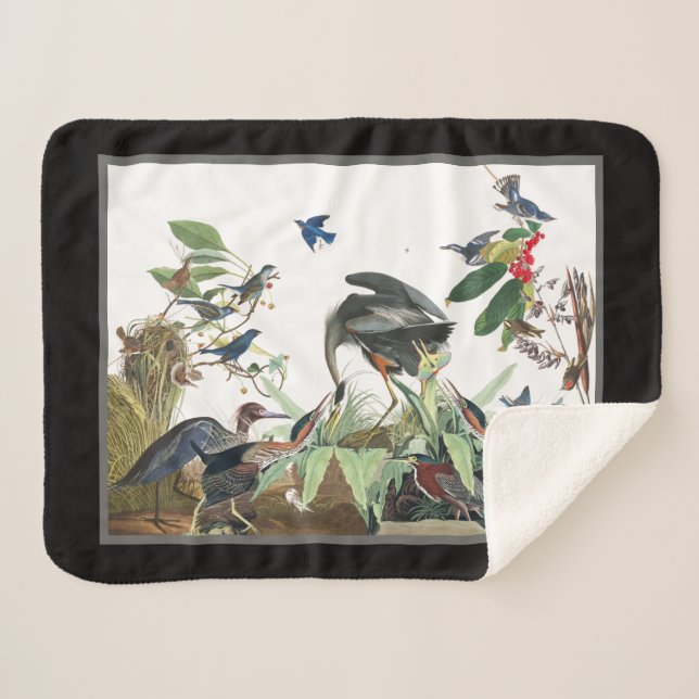 Manta Sherpa Aves Sherpa Gran Azul Audubon (Anverso (horizontal))
