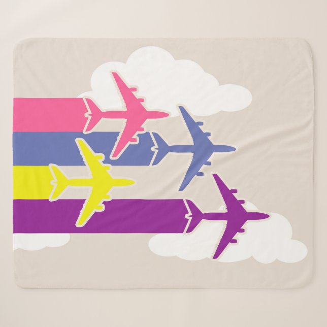 Manta Sherpa Aviones coloridos (Anverso (horizontal))