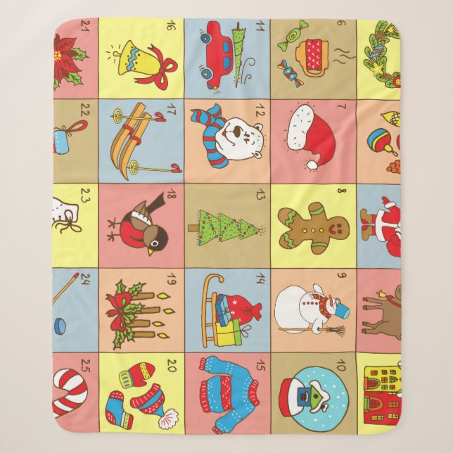 Manta Sherpa Aviso de navidades: Colección de elementos Doodle (Anverso)