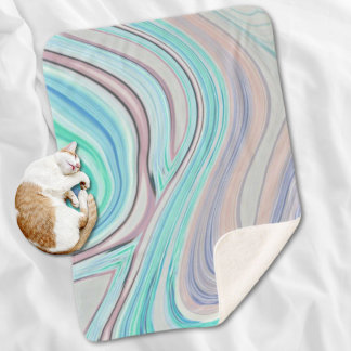 Manta Sherpa azul acua menta verde lilo púrpura arcoiris pastel