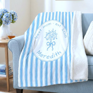Manta Sherpa Azul caprichoso Blanco Raya Preppy Mamá Establecid