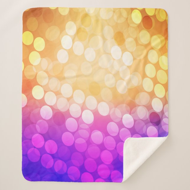 Manta Sherpa Azul claro, amarillo con esferas. Borroso b (Anverso)