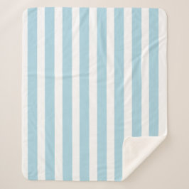 Manta Sherpa Azul claro clásico y rayas blancas