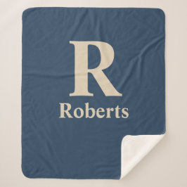 Manta Sherpa Azul Clásico Y Vainilla Nombre/Primera/Familia