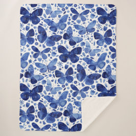 Manta Sherpa Azul de agua de mariposas