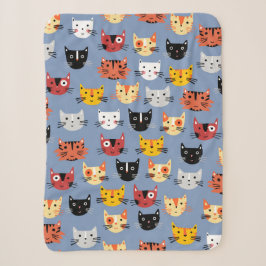 Manta Sherpa Azul de gato gatito