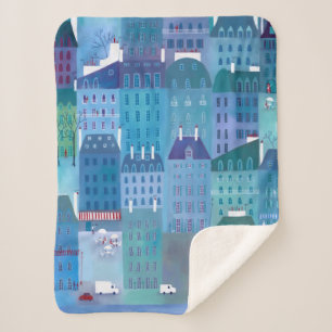 Manta Sherpa Azul de París