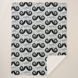 Manta Sherpa Azul Gris Negro Divertido Humor Bigote