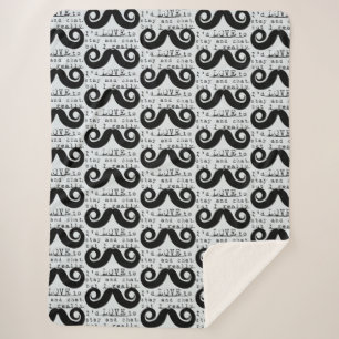 Manta Sherpa Azul Gris Negro Divertido Humor Bigote