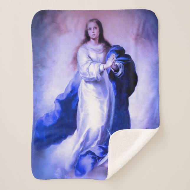 Manta Sherpa Azul inmaculado de la concepción (Anverso)