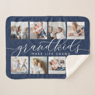 Manta Sherpa Azul marino   Los nietos hacen de la vida un gran