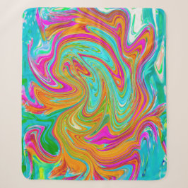 Manta Sherpa Azul, Naranja y Rosa Caliente Groovy Abstracto Ret