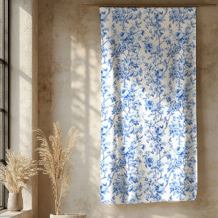 Manta Sherpa Azul Real Toile Rosas Patrón Floral Suave