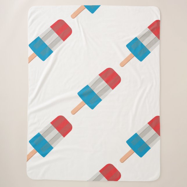 Manta Sherpa azul rojo Popsicle (Anverso)
